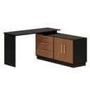 Ver imagem 1 de Mesa Escrivaninha com Cômoda Rocher 2 Portas 3 Gavetas Preto/freijó - Pnr Móveis