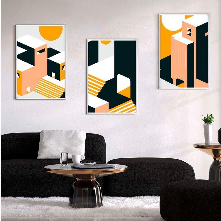 Kit com 3 Quadros em Lona Arquitetura 60x90cm | MadeiraMadeira
