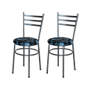 Ver imagem 1 de 2 Cadeiras para Mesa Epoxi Preta Craqueada Assento Floral:floral Preto