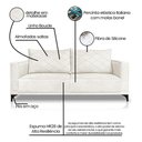 Ver mais imagens de Sofá Viena 3 Lugares Bouclê Branco 2.00m Pés em Aço para Sala Bz Home Decor