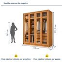 Ver imagem 3 de Guarda Roupa Solteiro 4 Portas com Vidro Reflecta 3 Gavetas 164cm com LED Imperiale Premium