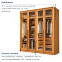 Ver mais imagens de Guarda Roupa Solteiro 4 Portas com Vidro Reflecta 3 Gavetas 164cm com LED Imperiale Premium