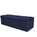 Ver imagem 5 de Kit Cabeceira + Calçadeira Baú Capitonê Livia 195cm King Size para Cama Box Suede Azul Marinho - Gat