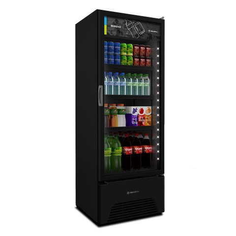 Visa Cooler Refrigerador de Bebidas Vertical 2 a 8ºc 370/403l Vb40ah 220v All Black Metalfrio