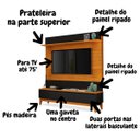 Ver imagem 4 de Painel Tv Quarto Grande Ripado para Tv 75 Polegadas Antalya