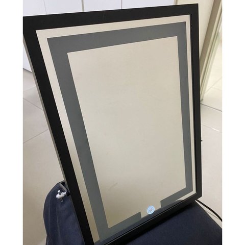 Espelho Coloração Pessoal Led Maquiagem Touch Mesa Luxo 40cm - Preto Led 4000k Neutro