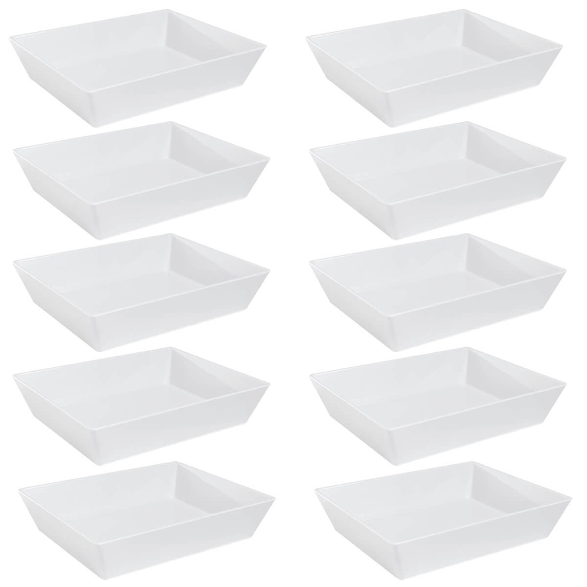 Kit 10 Travessas 4,8l Retangulares Brancas para Servir a Mesa Bandeja Salada Sobremesa Coza