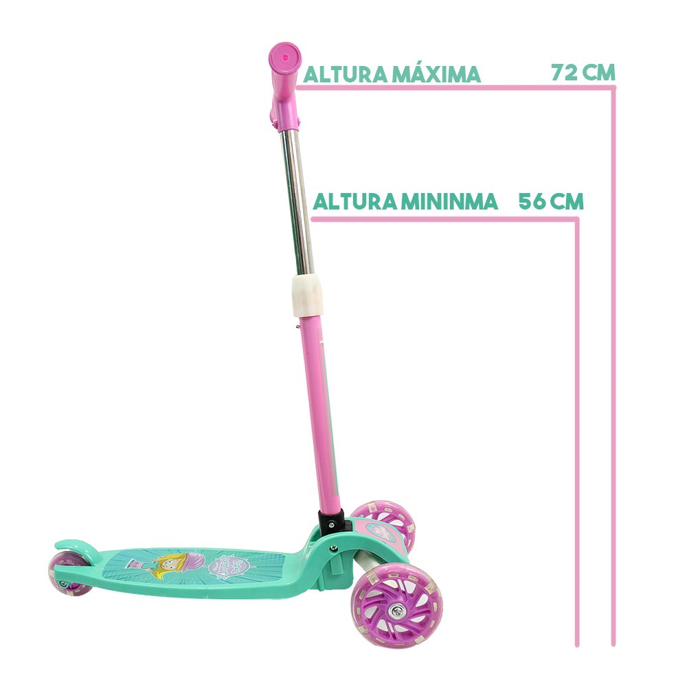 Patinete Scooter Infantil 3 Rodas Unitoys Rosa e Azul - Rosa - 2