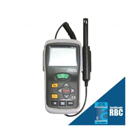 Termo Higrômetro Digital Umidade Temperatura Sensor Tipo K Ponto Orvalho Portátil Estojo Com Certifi