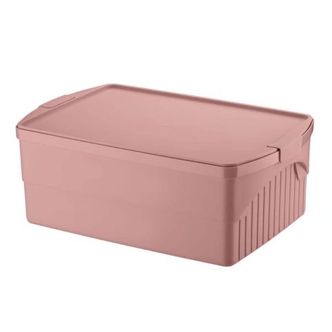 Caixa Organizadora com Tampa 21l Crippa Empilhável Himalaia Rosa Escritório Closet