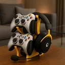Ver imagem 3 de Suporte para Dois Controles e Headset com Design Compacto Ideal para Mesa Gamer ou Escritório - Amar