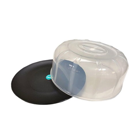 Boleira Elegance Redonda com Tampa 30cm Preta em Polipropileno Linha Tropical Vem