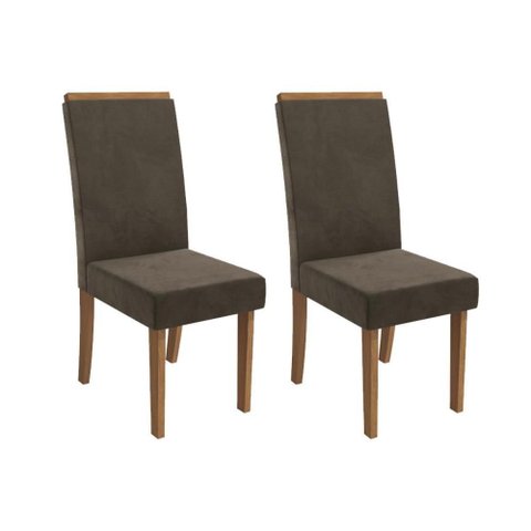 Cadeira Sala de Jantar Íris 2cad142 Madeirado Kit 2 Un Canela/suede Capuccino - Kappesberg