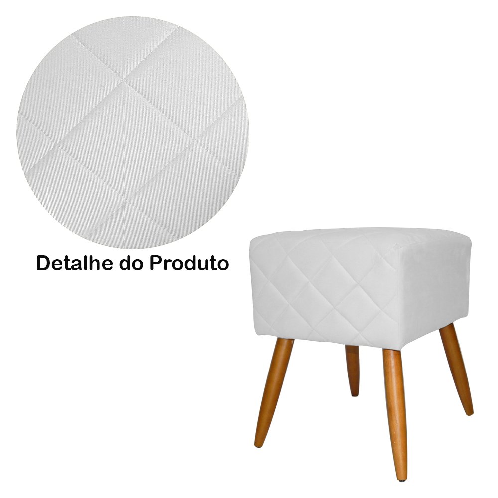 Kit Poltrona Decorativa Marcela Mais Puff Isabela Pés Palito Suede Branco - DS Estofados - 4
