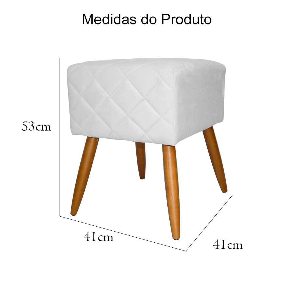 Kit Poltrona Decorativa Marcela Mais Puff Isabela Pés Palito Suede Branco - DS Estofados - 5