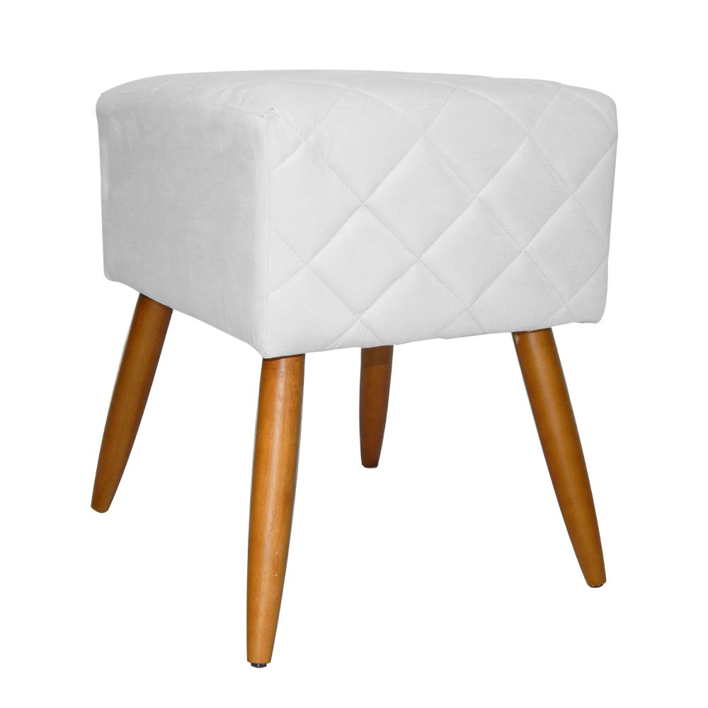 Kit Poltrona Decorativa Marcela Mais Puff Isabela Pés Palito Suede Branco - DS Estofados - 6