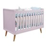 Kit Quarto Infantil Retrô Rosa Fosco - Berço + Cômoda sem Porta + Guarda-Roupa - 2