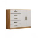Ver imagem 3 de Cômoda para Quarto com Sapateira 5 Gavetas - Space-cumaru Off White - Móveis Novo Horizonte