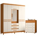Ver imagem 1 de Guarda Roupa Casal New Fusion 10 Portas e Cômoda Vittoria Cinamomo Off White - Móveis Albatroz
