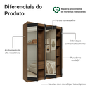 Ver imagem 5 de Guarda-Roupa Solteiro 4 Portas Batentes com Espelhos Rustic/Preto/Rustic Venus Madesa
