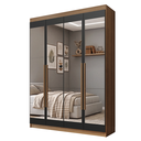 Ver imagem 3 de Guarda-Roupa Solteiro 4 Portas Batentes com Espelhos Rustic/Preto/Rustic Venus Madesa