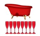 Ver imagem 1 de Kit Champanheira Grande Banheira P/ 8 Garrafas + 8 Taças:vermelho
