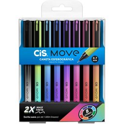 Caneta Esferografica CIS Move 0.7MM 8 Cores  - 1