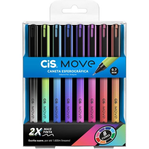Caneta Esferografica CIS Move 0.7MM 8 Cores 