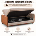 Ver imagem 5 de Sofá Cama Casal Neo 3 Lugares 2,05m com Baú em Linho - Bege | Courino