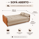 Ver imagem 6 de Sofá Cama Casal Neo 3 Lugares 2,05m com Baú em Linho - Bege | Courino
