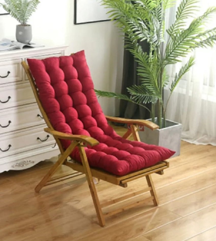 Almofada de Assento p/ Cadeiras de Balanço espreguiçadeira - Vermelho - 2