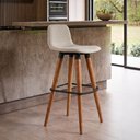 Ver imagem 2 de Banqueta Alta Linea Luxo Aço Preto Assento Linho Estilo Industrial para Balcão Gourmet - Preto/Palha