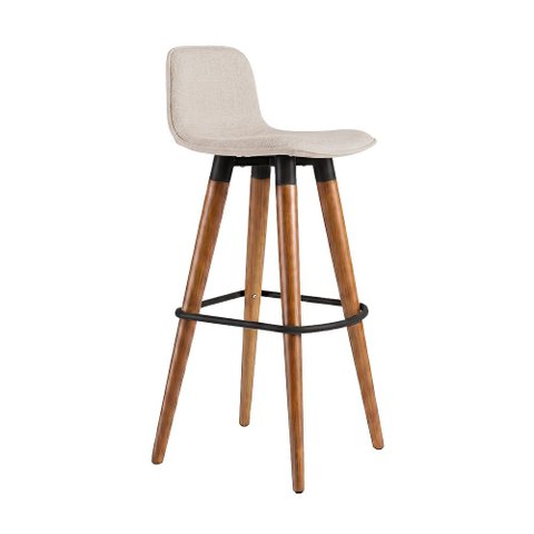 Banqueta Alta Linea Luxo Aço Preto Assento Linho Estilo Industrial para Balcão Gourmet - Preto/Palha