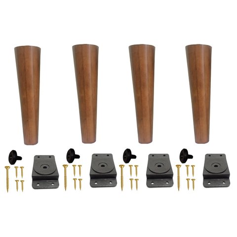 Kit 4 Pé Palito 20cm Amêndoa Marrom Claro + Chapinha Pvc Inclinada