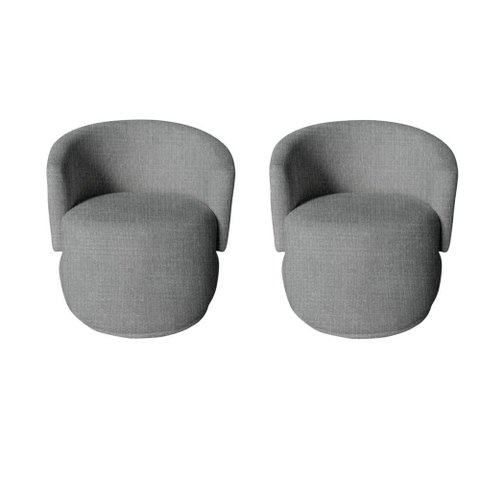 Kit 2 Poltronas Decorativa Beatriz Orgânica Linho Cinza