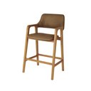 Ver imagem 2 de Banqueta Ruth Jequitibá Natural Madeira Maciça Estrutura Premium Corino Caramelo