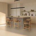 Ver imagem 1 de Banqueta Ruth Jequitibá Natural Madeira Maciça Estrutura Premium Corino Caramelo