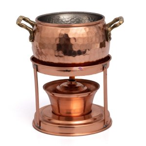 Rechaud Fogareiro Em Cobre Fondue Queijo e Chocolate 1900ml