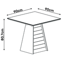 Ver imagem 4 de Mesa de Jantar Gris Quadrada 4 Lugares com Vidro Tronco Ripado / Creme 90x90 cm - DJ Móveis