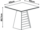 Ver imagem 4 de Mesa de Jantar Gris Quadrada 4 Lugares com Vidro Tronco Ripado / Creme 90x90 cm - DJ Móveis