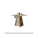 Ver imagem 1 de Mesa de Jantar Gris Quadrada 4 Lugares com Vidro Tronco Ripado / Creme 90x90 cm - DJ Móveis