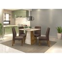 Ver imagem 2 de Mesa de Jantar Gris Quadrada 4 Lugares com Vidro Tronco Ripado / Creme 90x90 cm - DJ Móveis