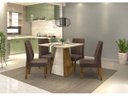 Ver imagem 2 de Mesa de Jantar Gris Quadrada 4 Lugares com Vidro Tronco Ripado / Creme 90x90 cm - DJ Móveis