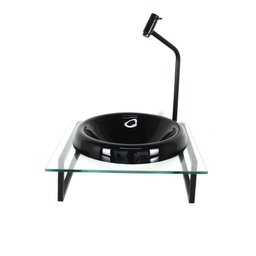 GABINETE COM CUBA DE VIDRO CHAPEU 10MM PRETA COM TAMPO 40CM INCOLOR - 2