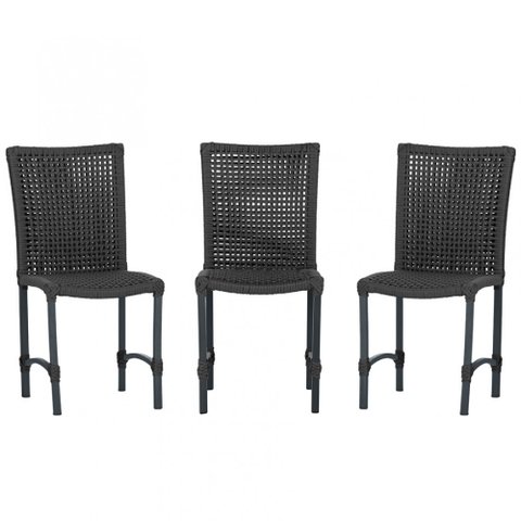 3 Cadeiras Corda Náutica Cannes em Alumínio com Pintura Eletrostática para Cozinha Jantar Edícula