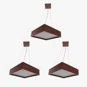 Ver imagem 1 de Kit 3 Pendente Quadrado Madeira 40x40 4 Luzes - Imbuia