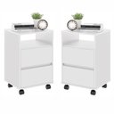 Ver imagem 1 de Conjunto Mesa de Cabeceira com Rodízios Nadi Branco