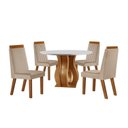 Ver imagem 2 de Sala de Jantar Mesa Nuance 110cm Redonda Tampo Vidro/MDF com 4 Cadeiras Monaco Cinamomo Yescasa