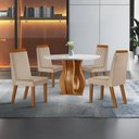 Ver imagem 1 de Sala de Jantar Mesa Nuance 110cm Redonda Tampo Vidro/MDF com 4 Cadeiras Monaco Cinamomo Yescasa