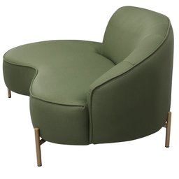 Sofá Curvo 03 Lugares 180cm Braço Esquerdo Thommy Pés Ouro Fosco Linho Verde Claro - Casaepoltrona - 7